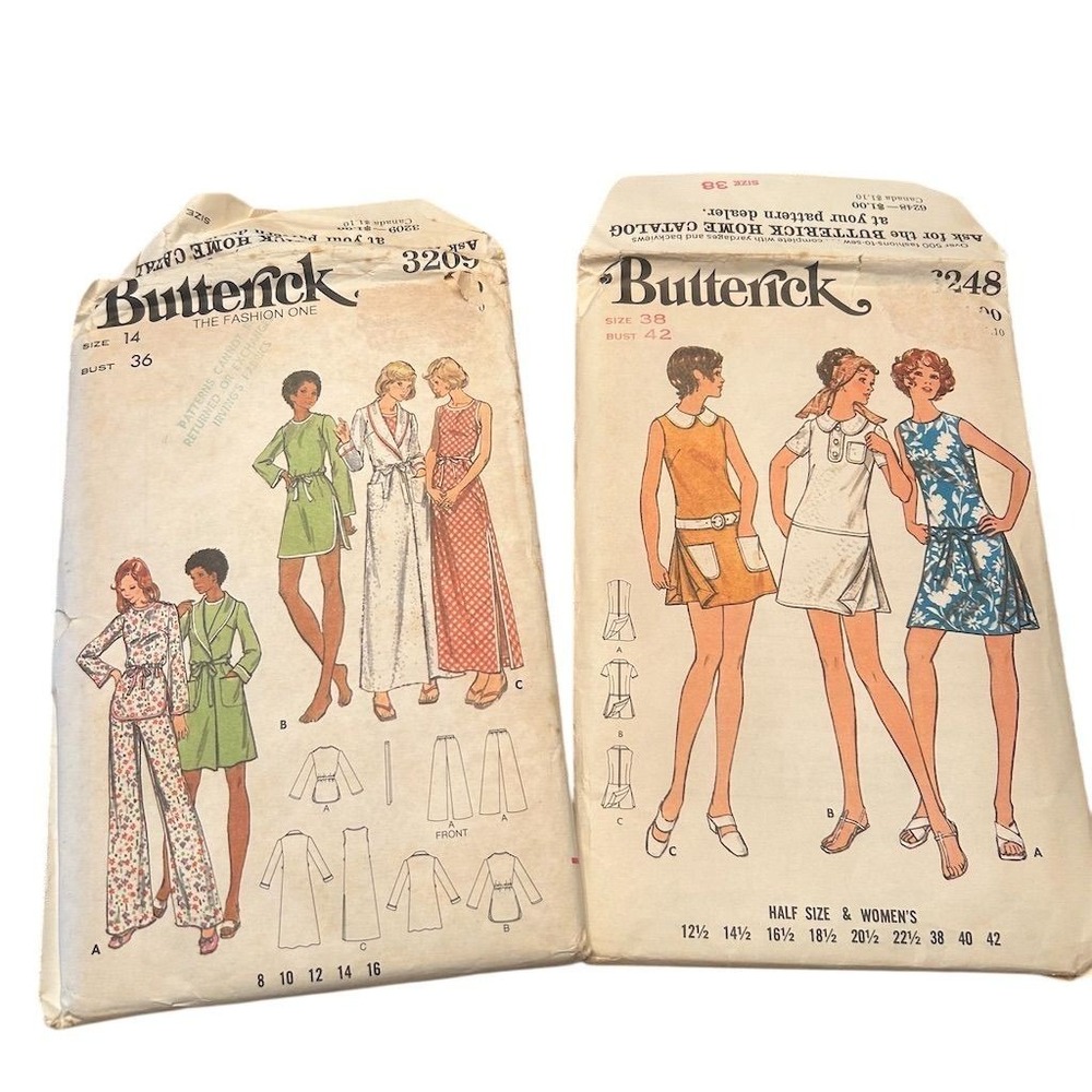 VTG 1970s Uncut Simplicity Sewing Patterns Bundle Uncut Robe Babydoll Dress MCM